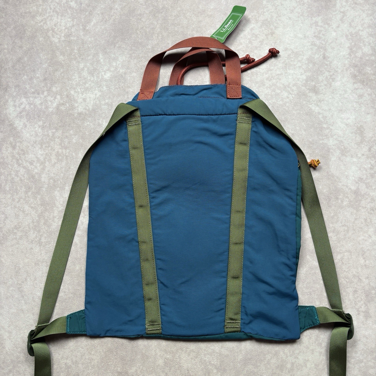 L.L.Bean Mountain Classic Drawstring Pack Backpack Brown Blue Green NWT Large