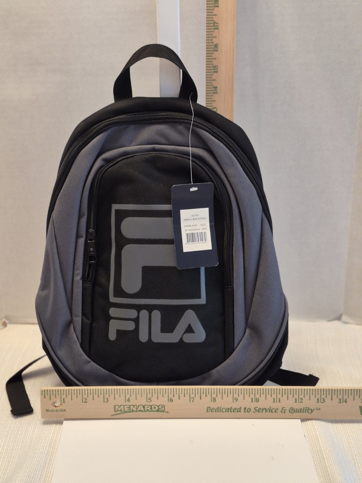 NEW Fila Backpack Mini/Small 1 compartment Black Gray Fila Logo Design Unisex
