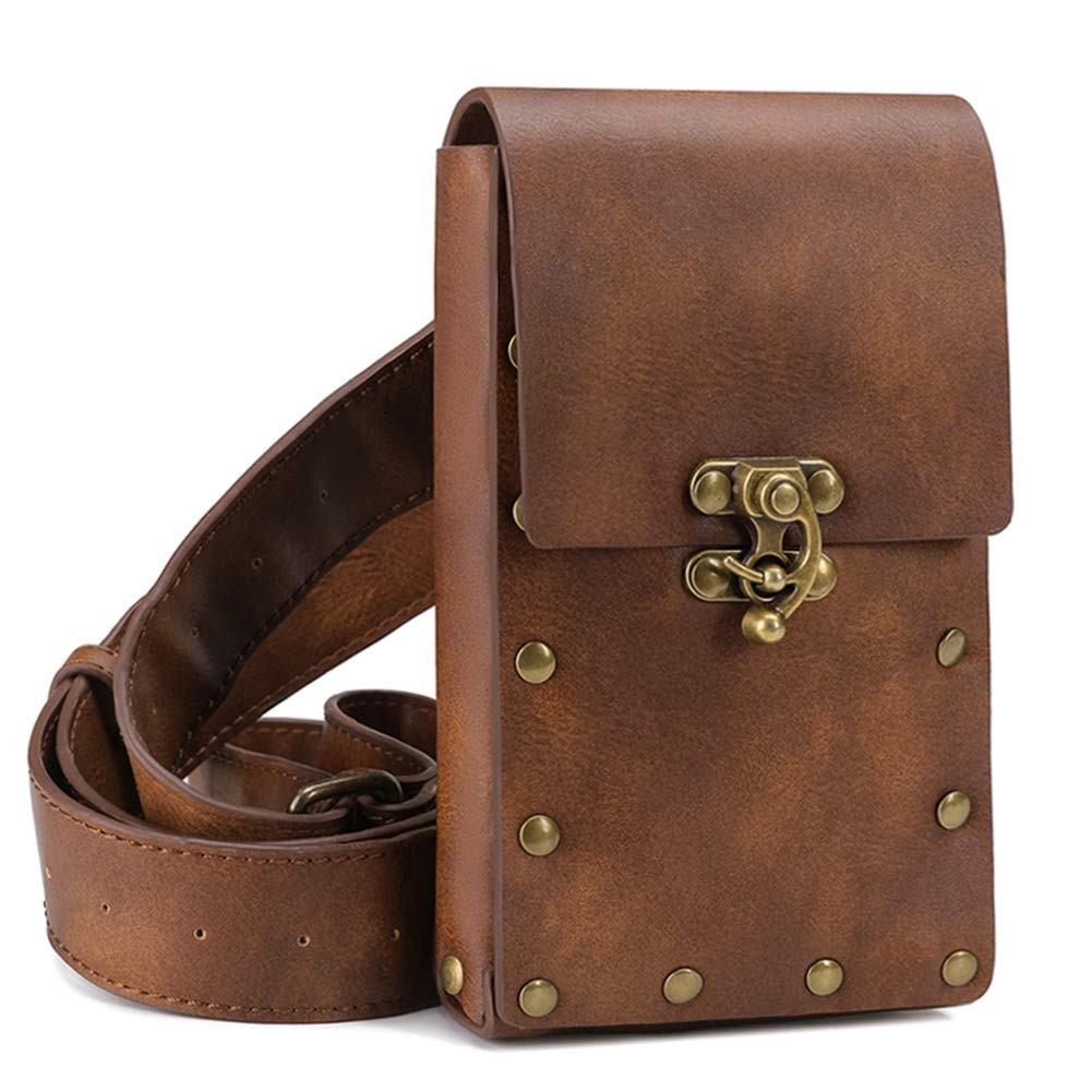 Belt Pouch Waist Bag High: 6.5inch, Width: 4.1inch, Thick: 1.2inch, Brown