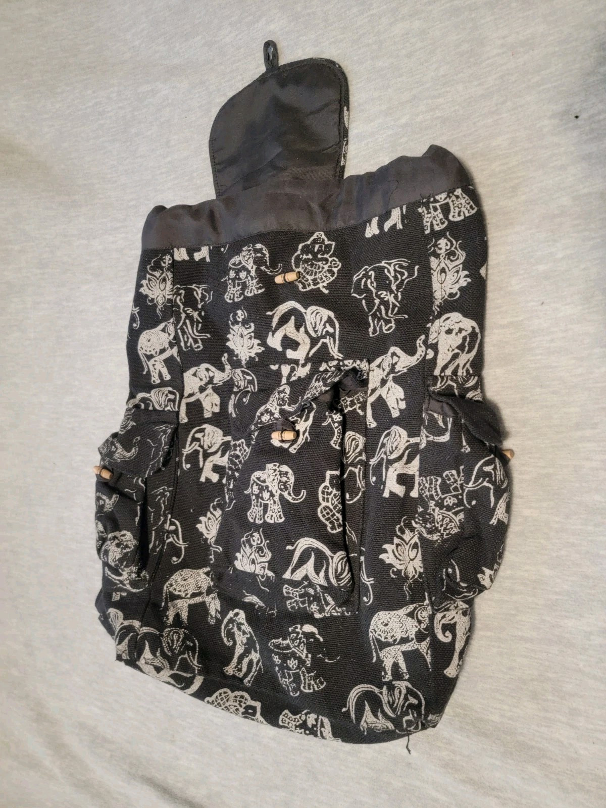 Elephant Print Hemp Backpack  | Eco Friendly | Boho | Handmade | Unisex | Nepal