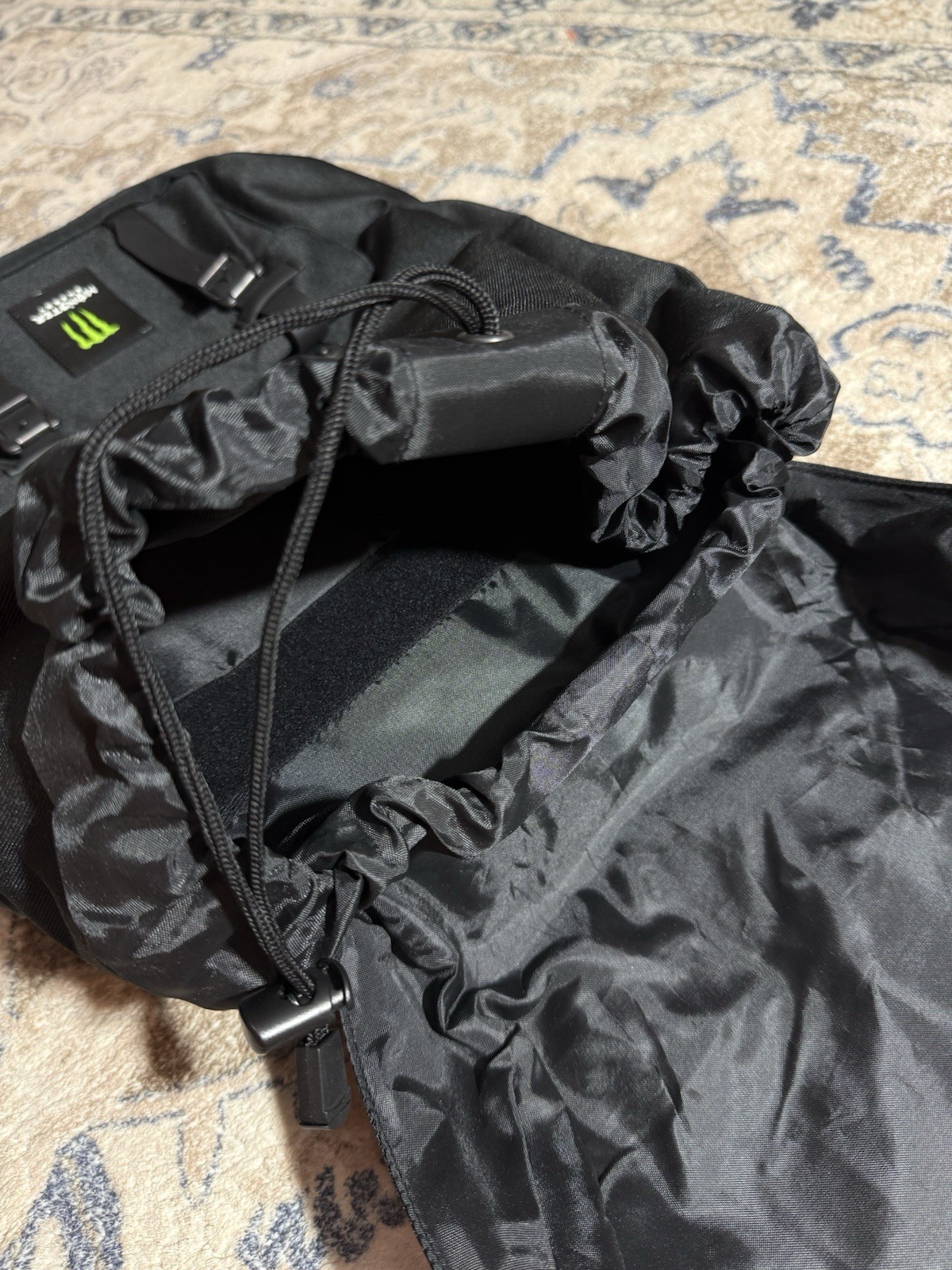 Monster Energy Black Rucksack Heritage Drawstring Buckle Strap Laptop Backpack