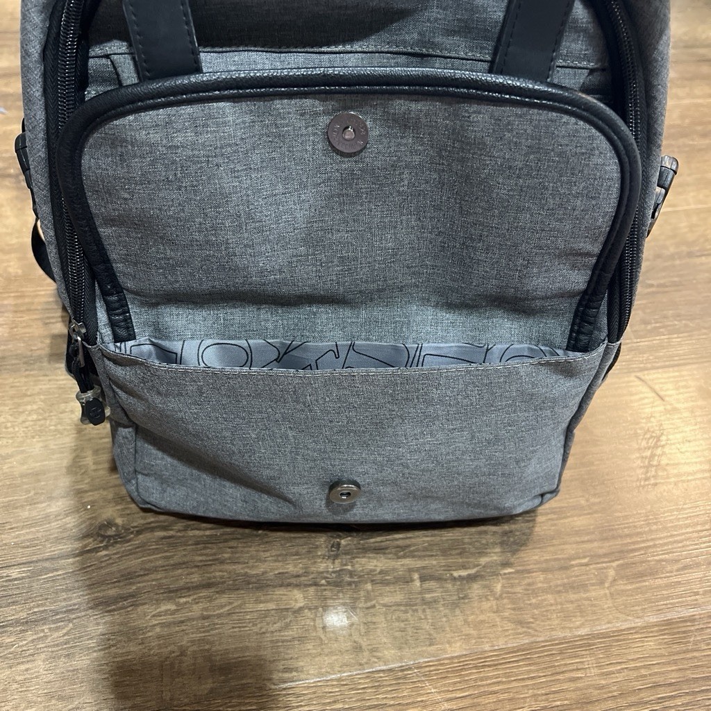 Gray/Black Backpack Travel Casual Zip Buckle Snap Closures with Inner Pockets