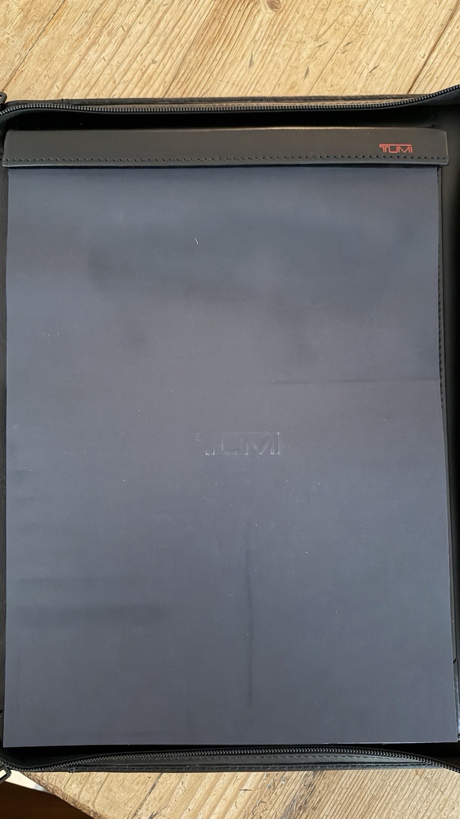 Vintage TUMI Zip Around Black Leather Portfolio. Pristine Condition.