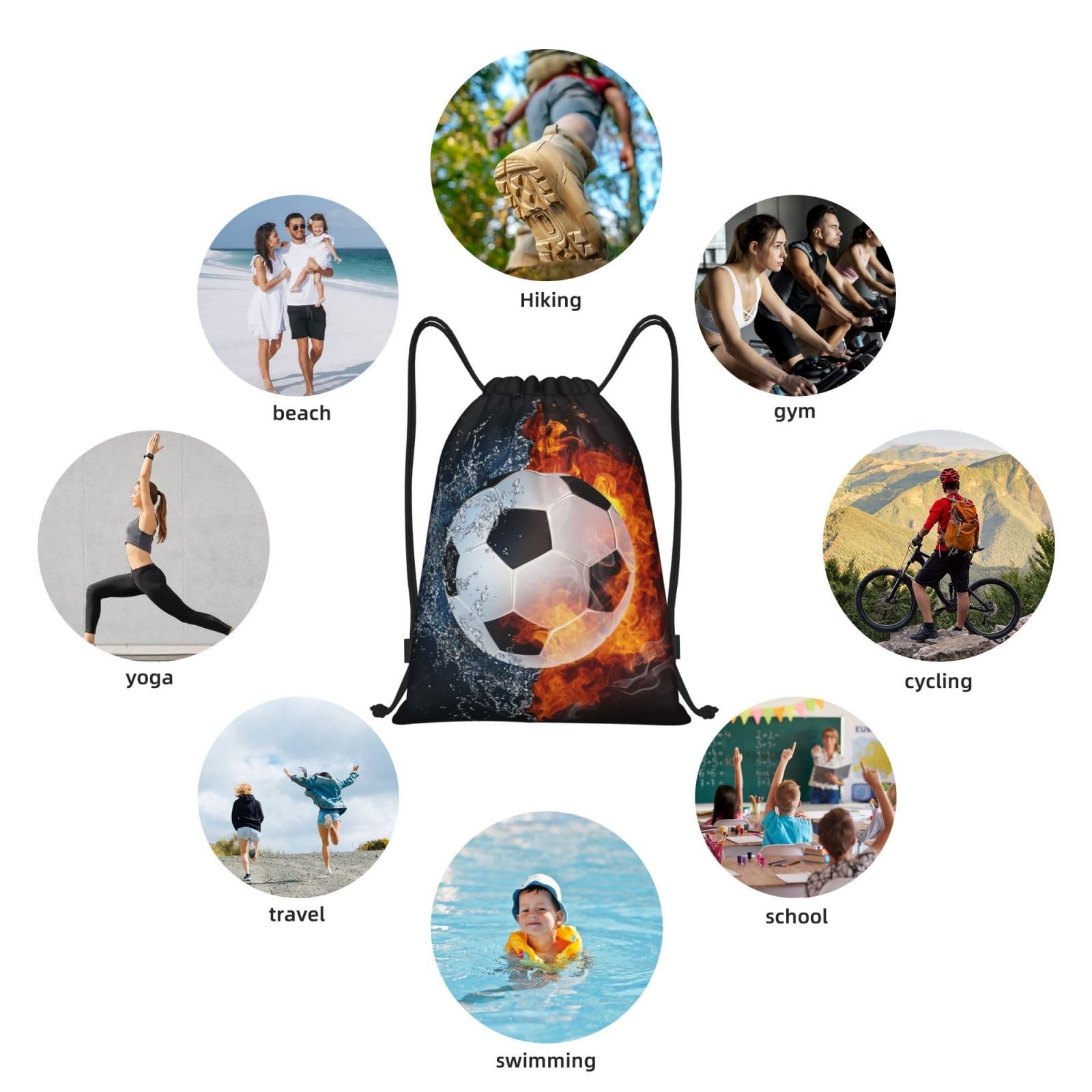 Kids Soccer Drawstring Bags for Boys Girls, Sports-Themed Drawstring Backpack…
