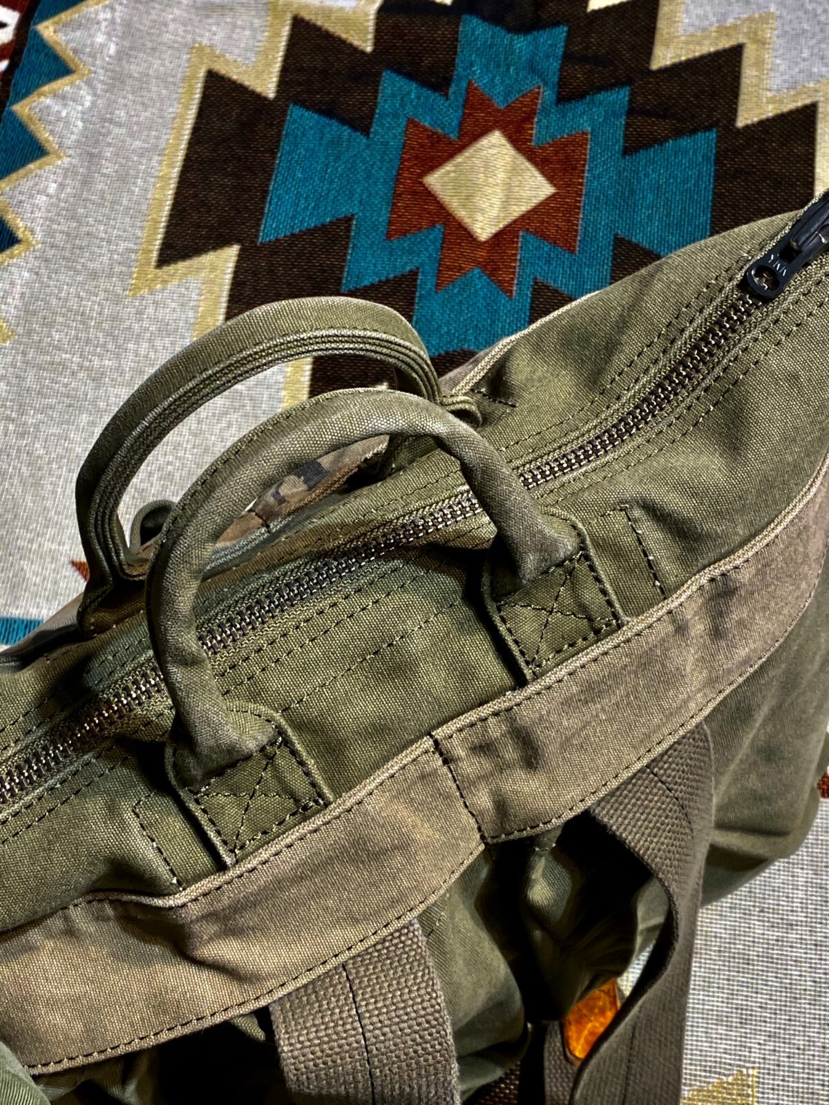 Waxed Canvas & Cowhide Handbag Backpack Unisex Retro Bomber Helmet Bag