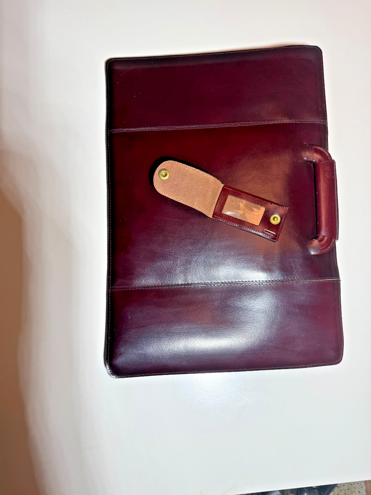 Vintage AMBASSADOR Burgundy Genuine Pigskin Leather Laptop Attaché Made in Roman