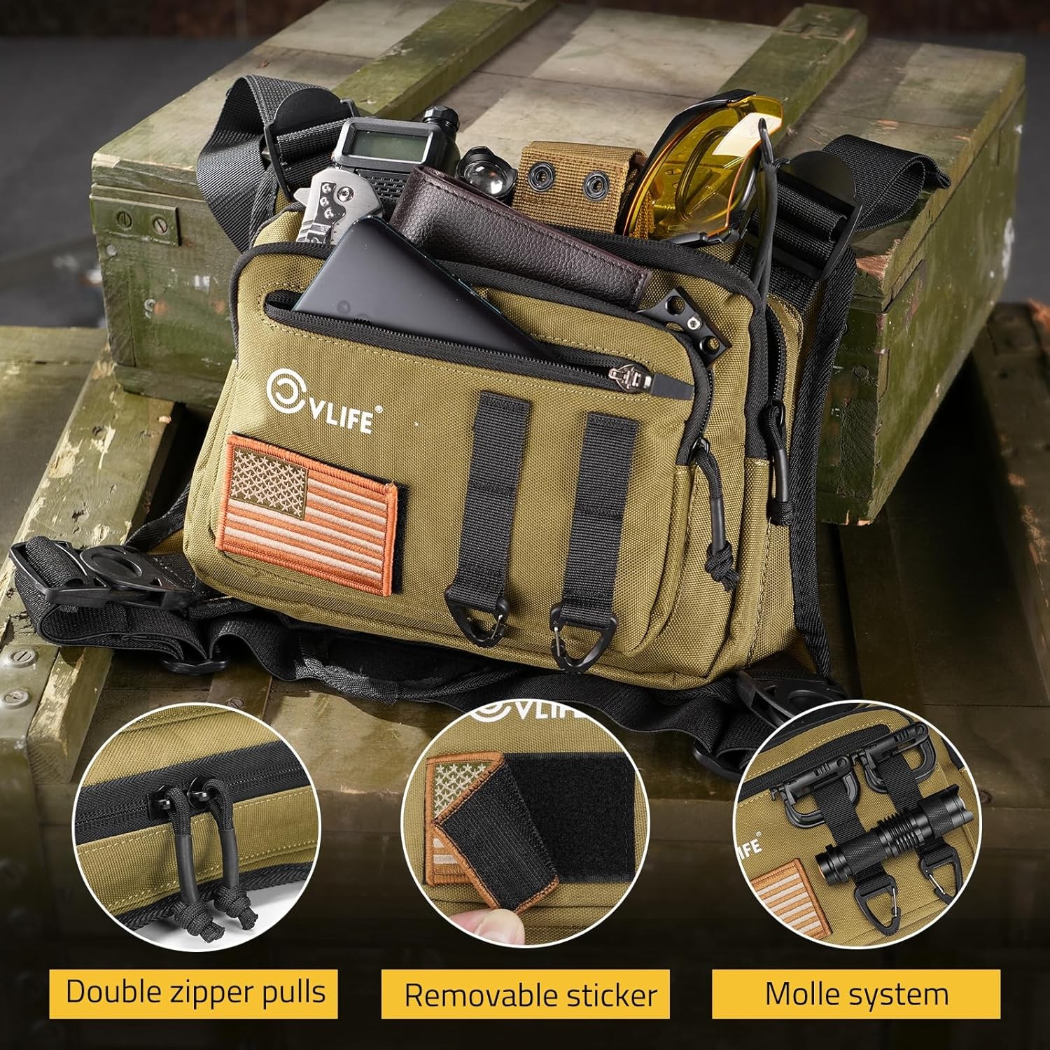 Hunting Combat Chest Rig Bag Front Pouch Recon Kit Tactical Molle Vest Pack Bag