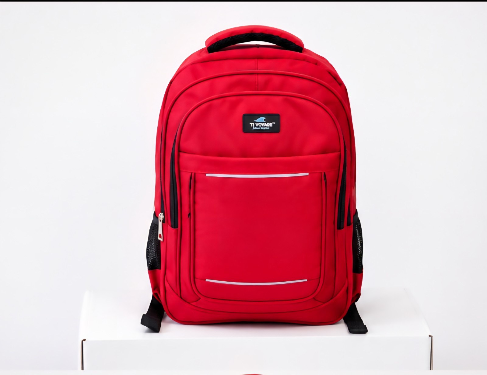 TI VOYAGE Red/Black Backpack Laptop Travel School Bag, Zip, Outer Pockets