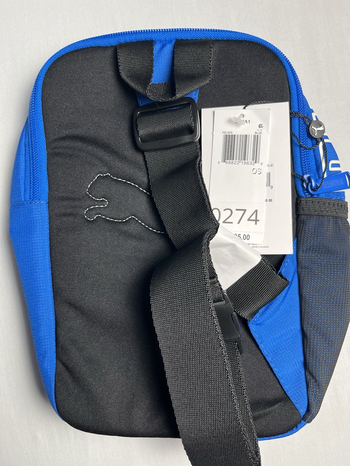 PUMA Sling Crossbody Bag Blue White Black Red Zip Adjustable Shoulder Strap