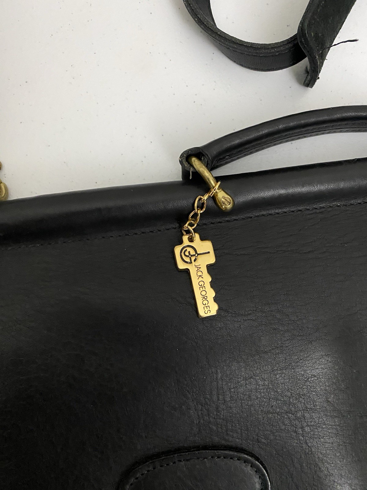 Vintage JACK GEORGES Messenger Bag Briefcase – Black Leather w/Shoulder Strap