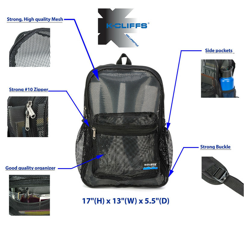 17.5″ 100% Mesh Backpack, Net Gym Bag, Daypack