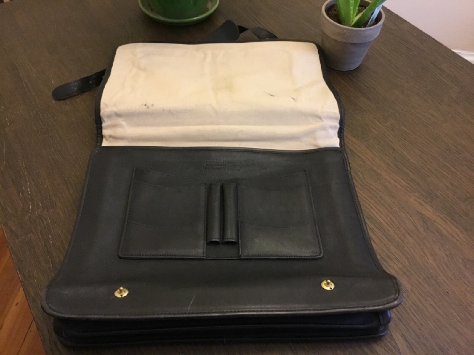 Vtg Schlesinger Black Briefcase Made In USA