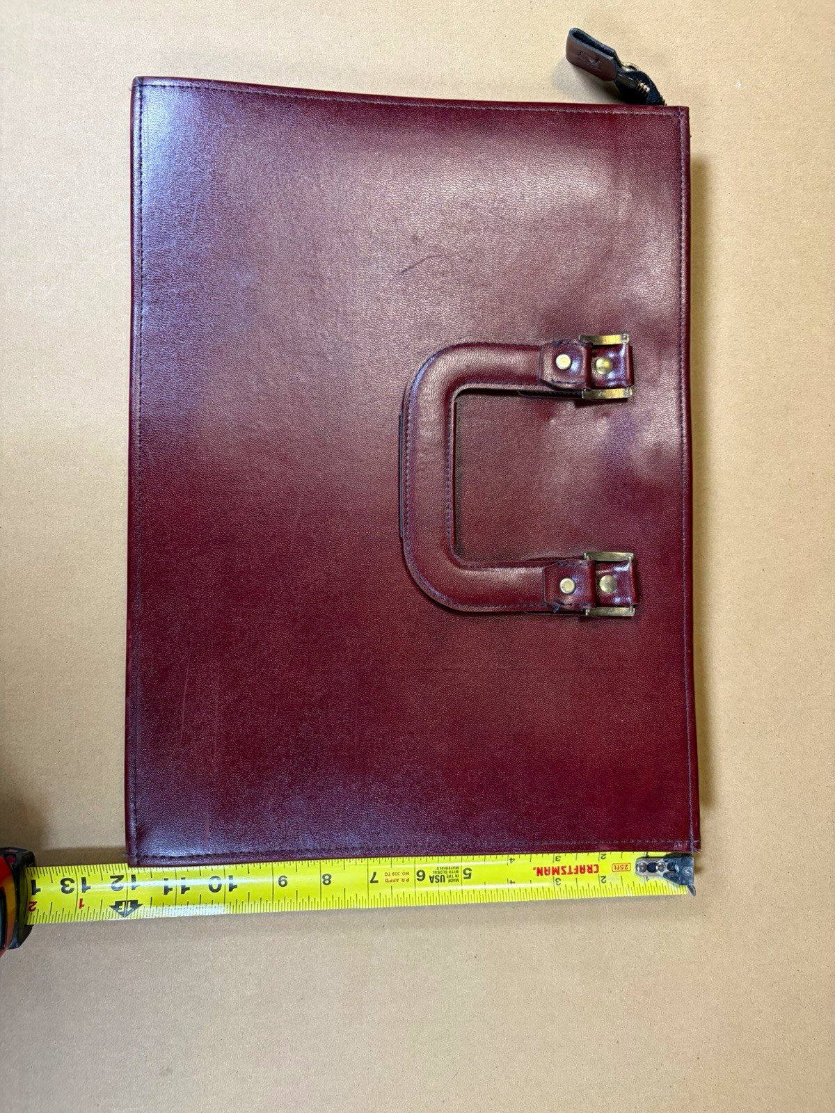 Burgundy Zip Briefcase/Document Case Top Handle Portfolio w/ Inner Dividers