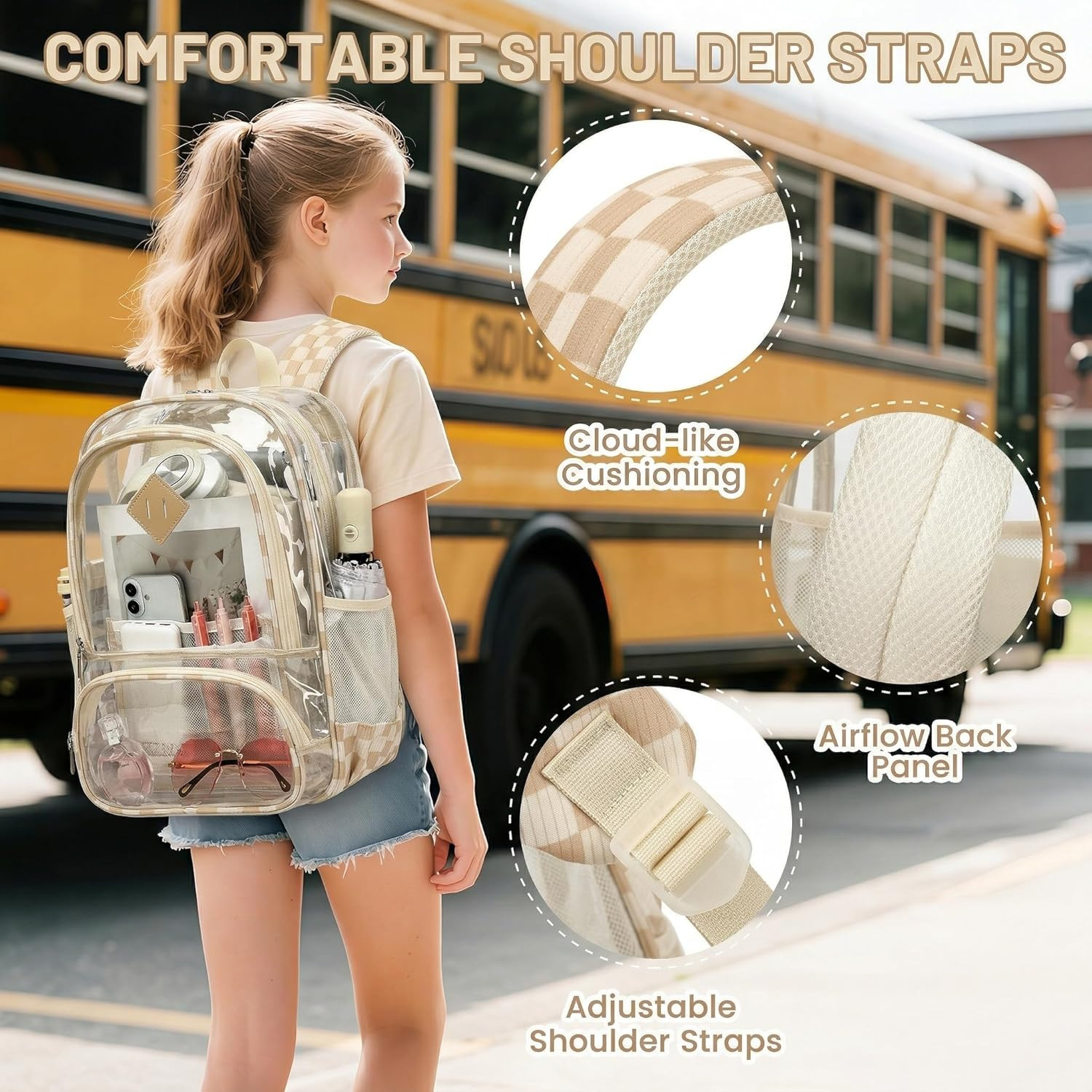Clear Backpack Heavy Duty, Transparent School Backpacks Large See through Bookba