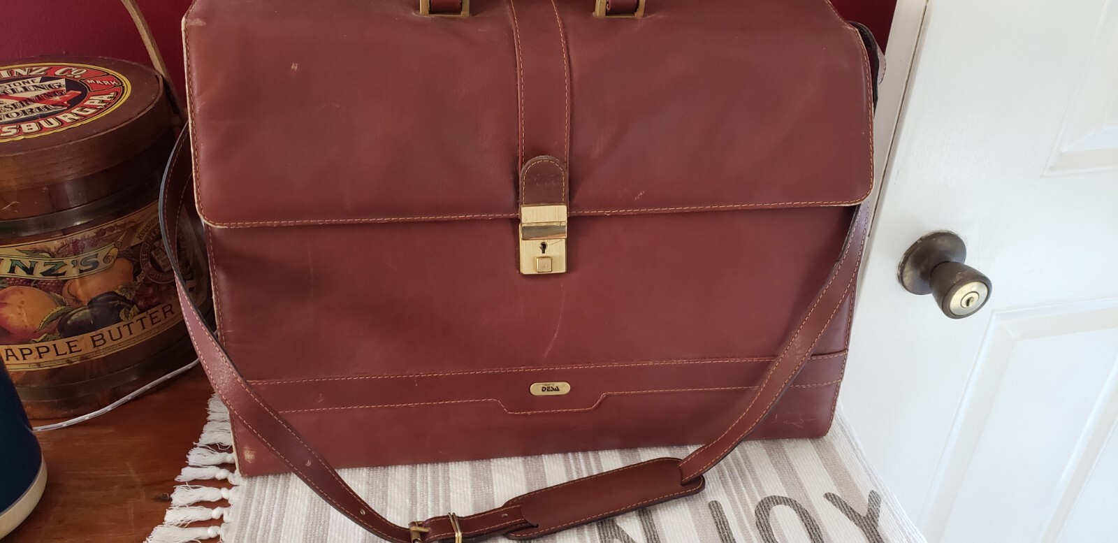 VINTAGE 1990s GENUINE REAL BROWN LEATHER DESA PROFESSIONAL BUSINESS BRIEFCASE