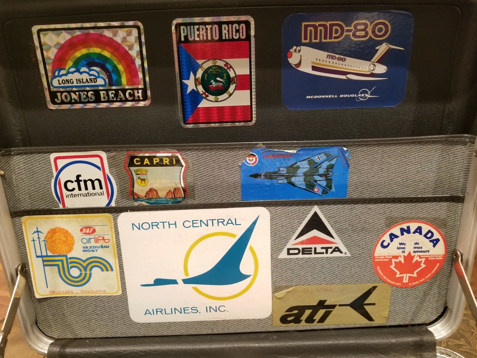 Vintage 1960’s Sears Forecast Hard Shell Attache briefcase with Decals/Stickers