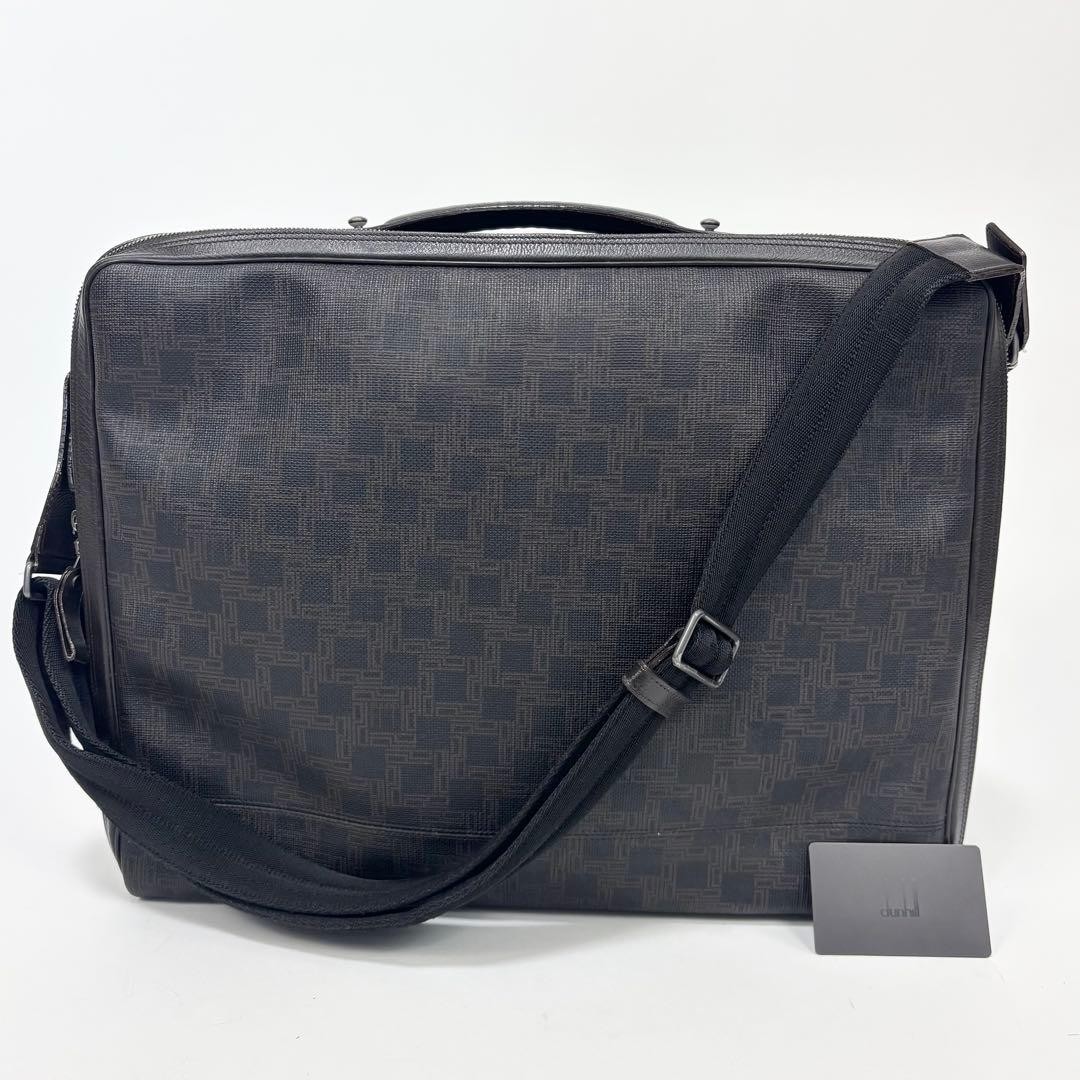 Dunhill D-Eight Brown Leather PVC 2Way Shoulder Briefcase 42cm