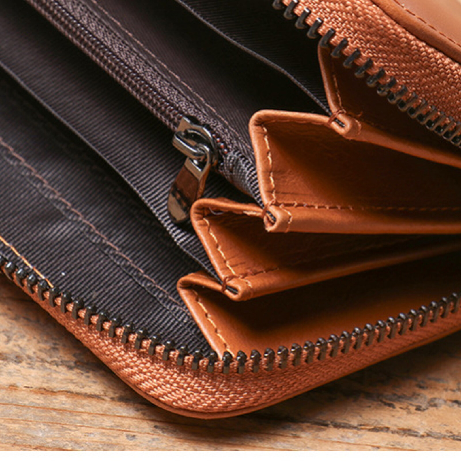 Mens Leather Zip Around Wallet RFID Blocking Long Card Holder Large Capacity