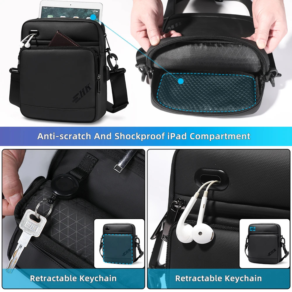 HK New Men’s Shoulder Bag Large Capacity Crossbody Bag Waterproof Business