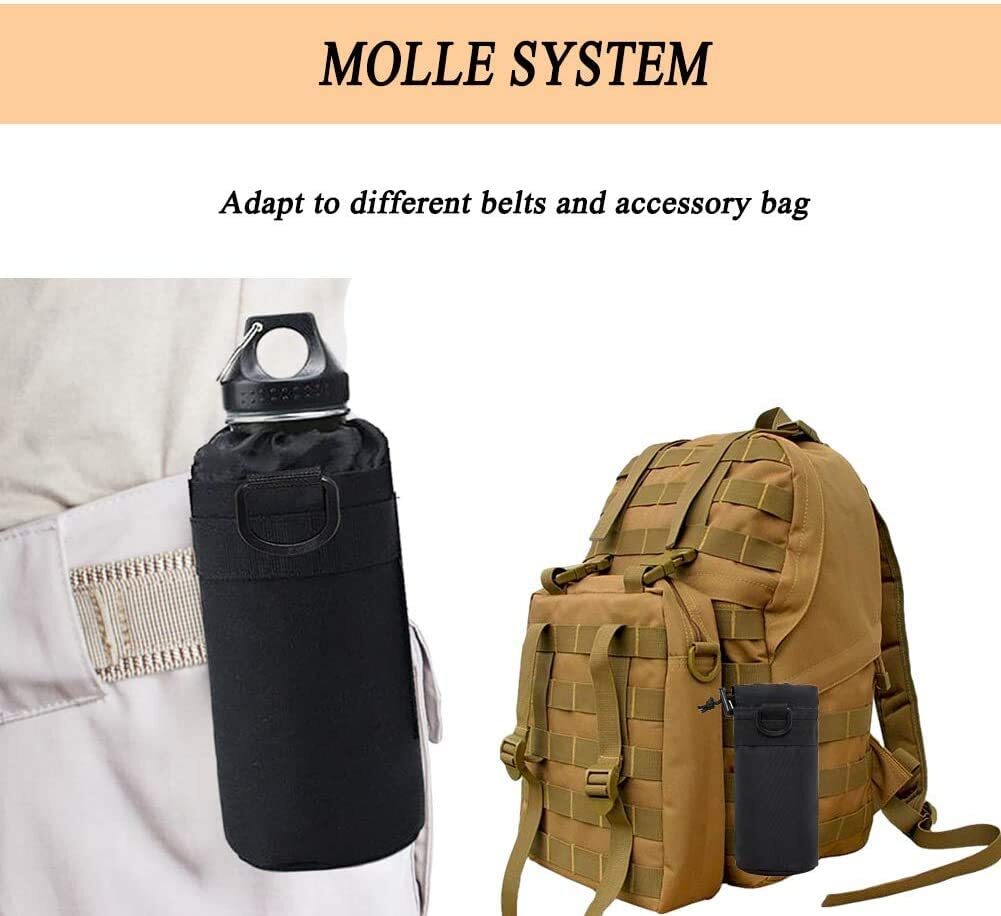 Tactical Molle Nylon Water Bottle Pouch Holder for Outdoor Travel Kit Kettle Bag