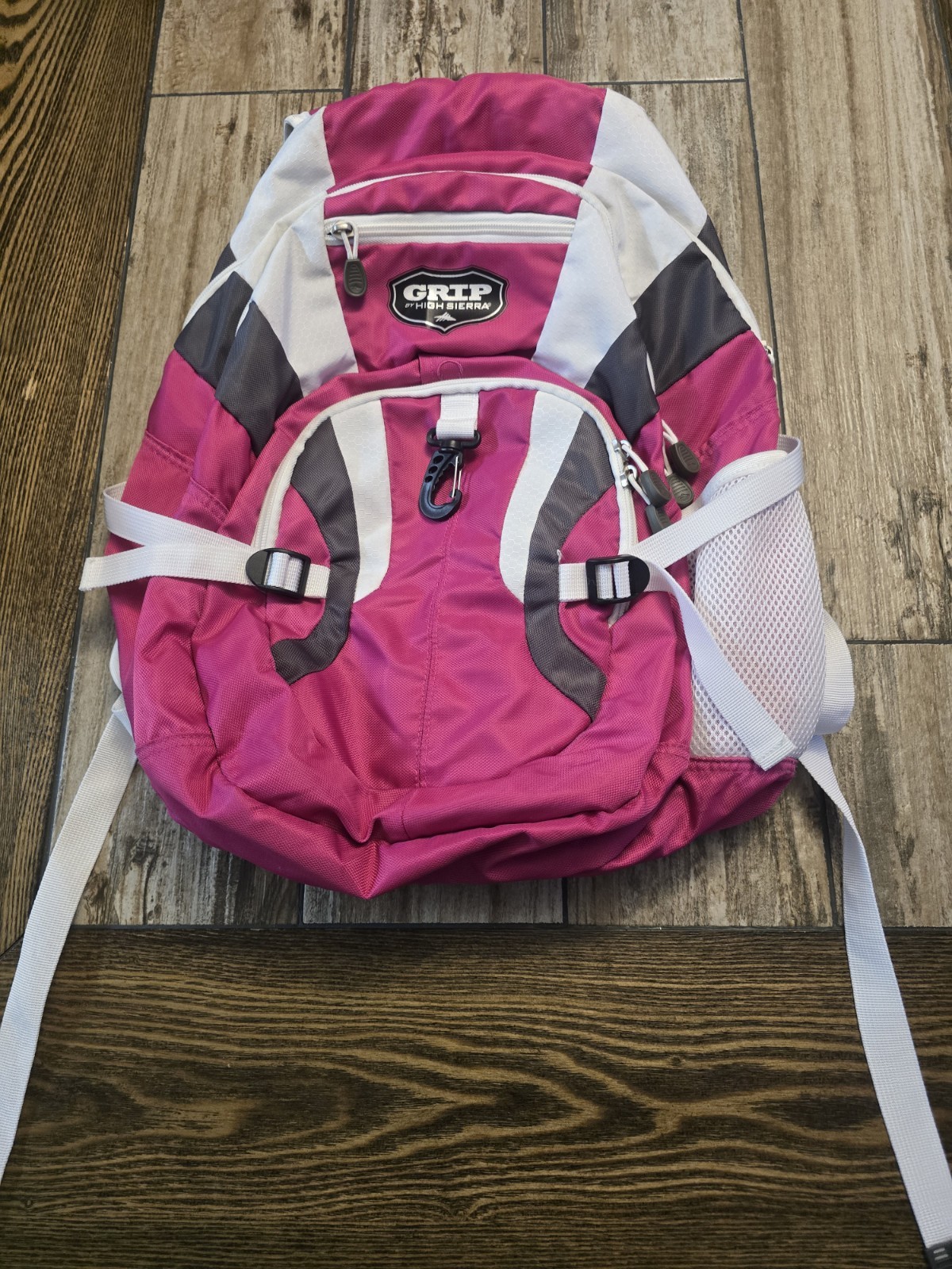 High Sierra Grip Pink Gray Backpack School Travel Hiking Laptop Book Bag Daypack