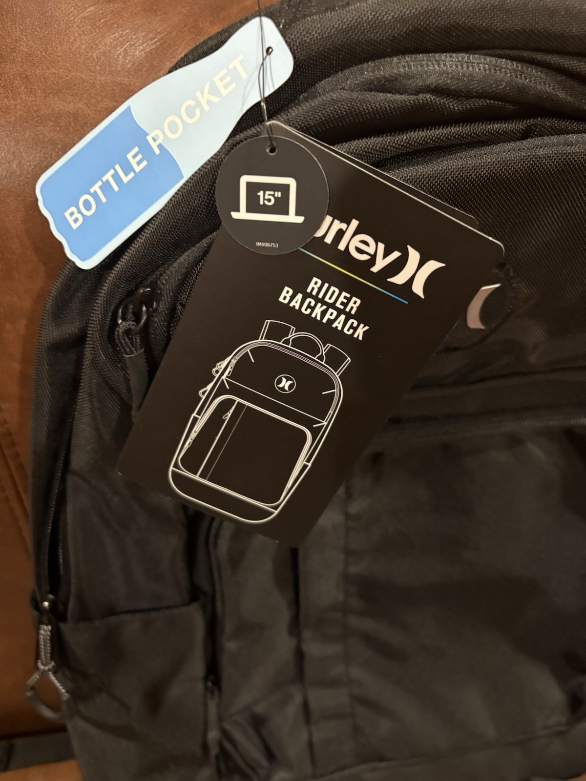 Hurley Rider Backpack Black Large NWT Laptop Compartment Front Zips Adjustable