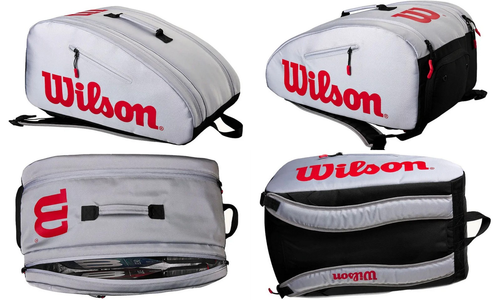 WILSON Sporting Goods $140 Pickleball Super Tour bag/backpack Gray-Red-Black