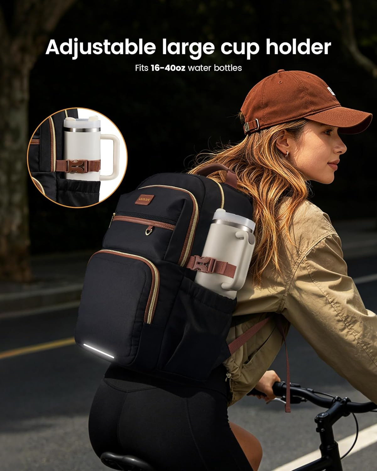 LOVEVOOK Laptop Backpack for Women, 15.6 Inch Travel Backpack with Giant Tumbler