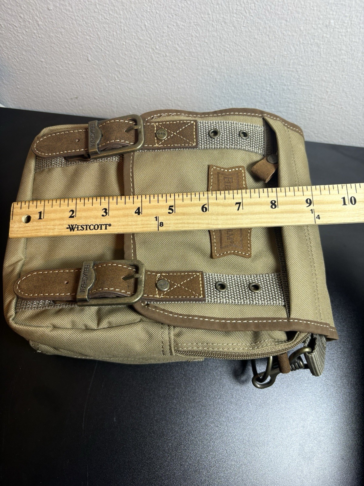 Field & Stream Khaki Canvas Crossbody Bag Utility Outdoors Travel Satchel