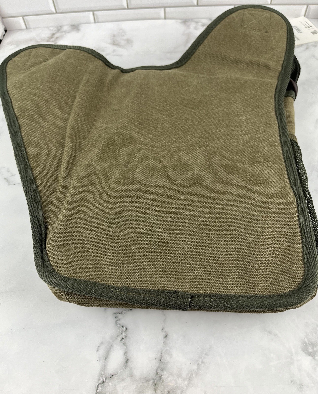 Kaukko Men’s Vintage Canvas Shoulder Messenger Bag Leather Patchwork Armygreen