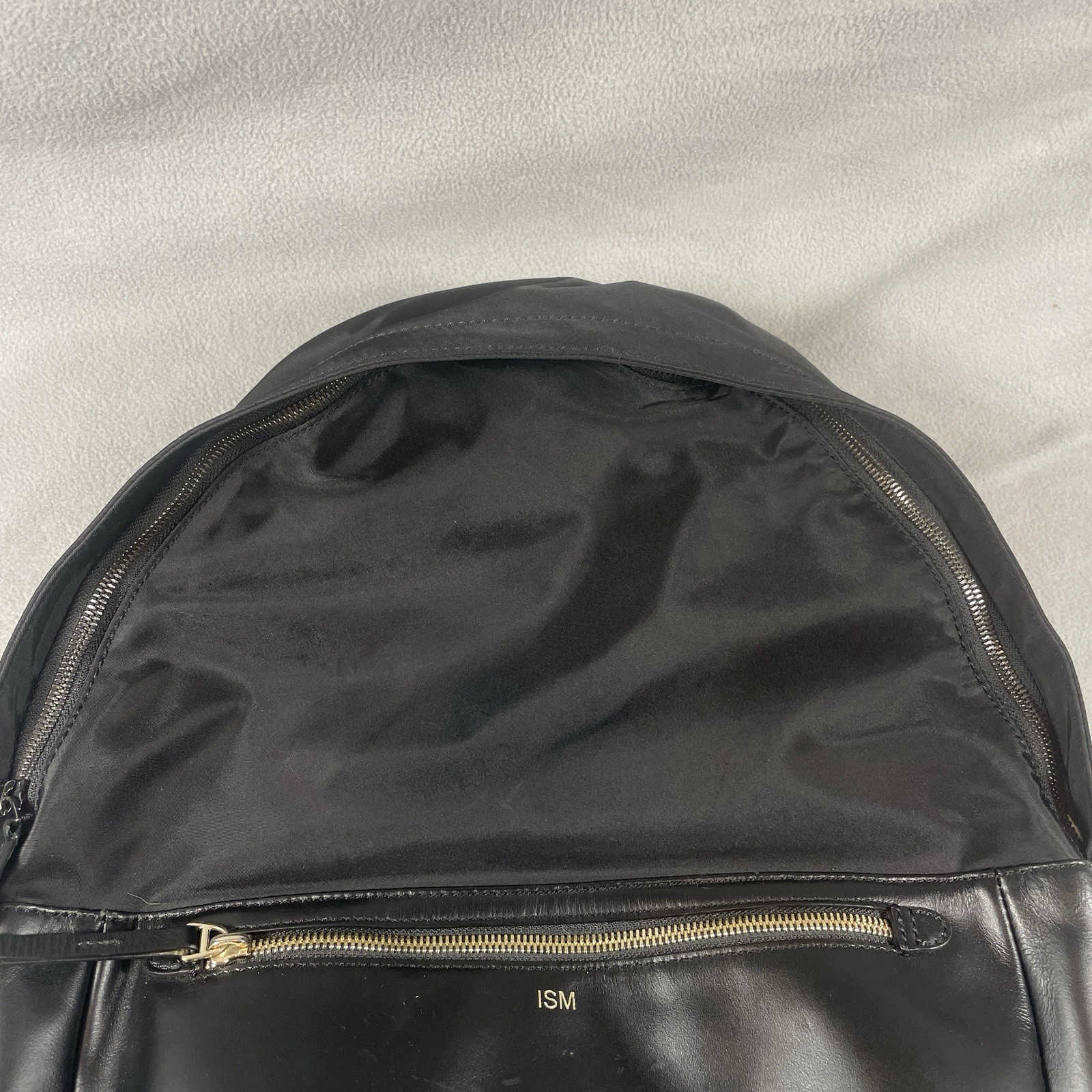 ISM Classic Luxury Backpack Leather Laptop Travel Commute Black Preowned