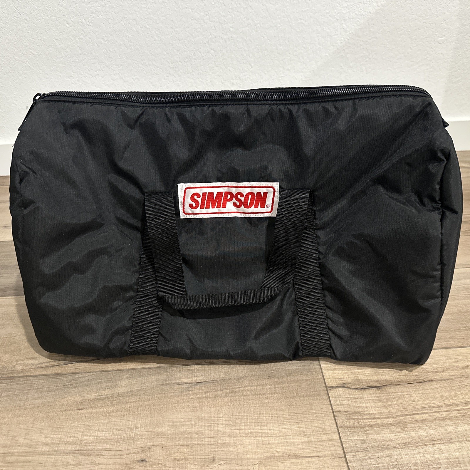 Vintage Simpson Racing Gear Duffel Bag Black Padded Nylon Shoulder Strap