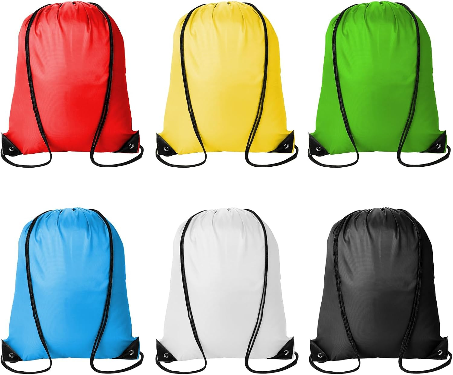 6Pcs Drawstring Backpacks Bulk String Bag Cinch Sack Pack Storage Multicolor