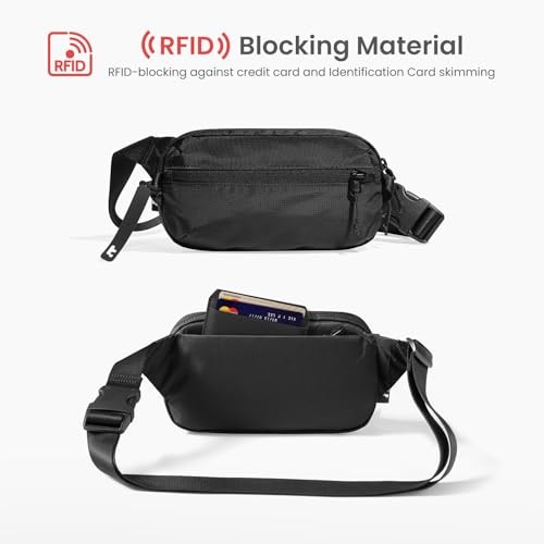 Sling Bag with RFID Blocking, Crossbody Bag Minimalist Chest 1.5L Black