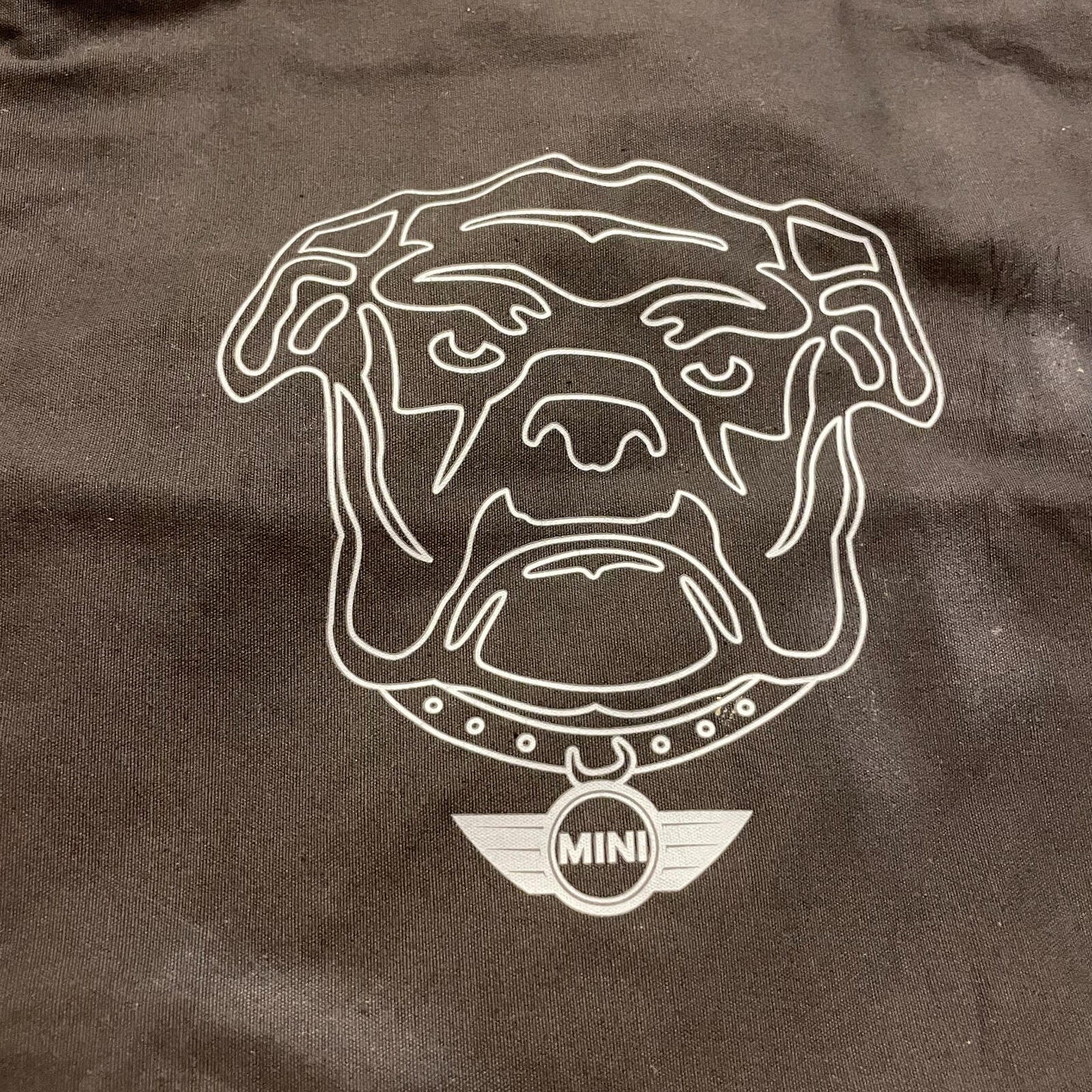 Mini Cooper Backpack Black Bulldog Drawstring Racing Car Accessory Tote Dog *