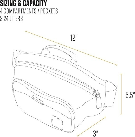 Classic Adjustable Sling Bag, Durable, 600-Denier Water Resistant Hip Pack