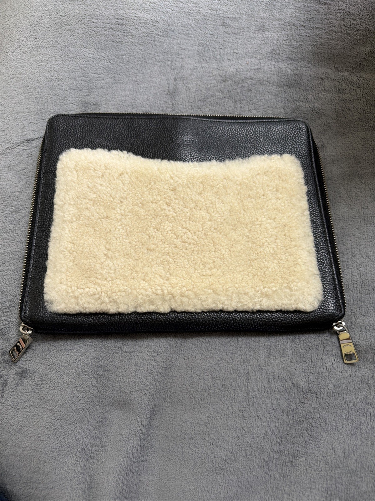 Coach Shearling – portfolio clutch – Black Pebble Leather -12” X 9” Pre-Owned