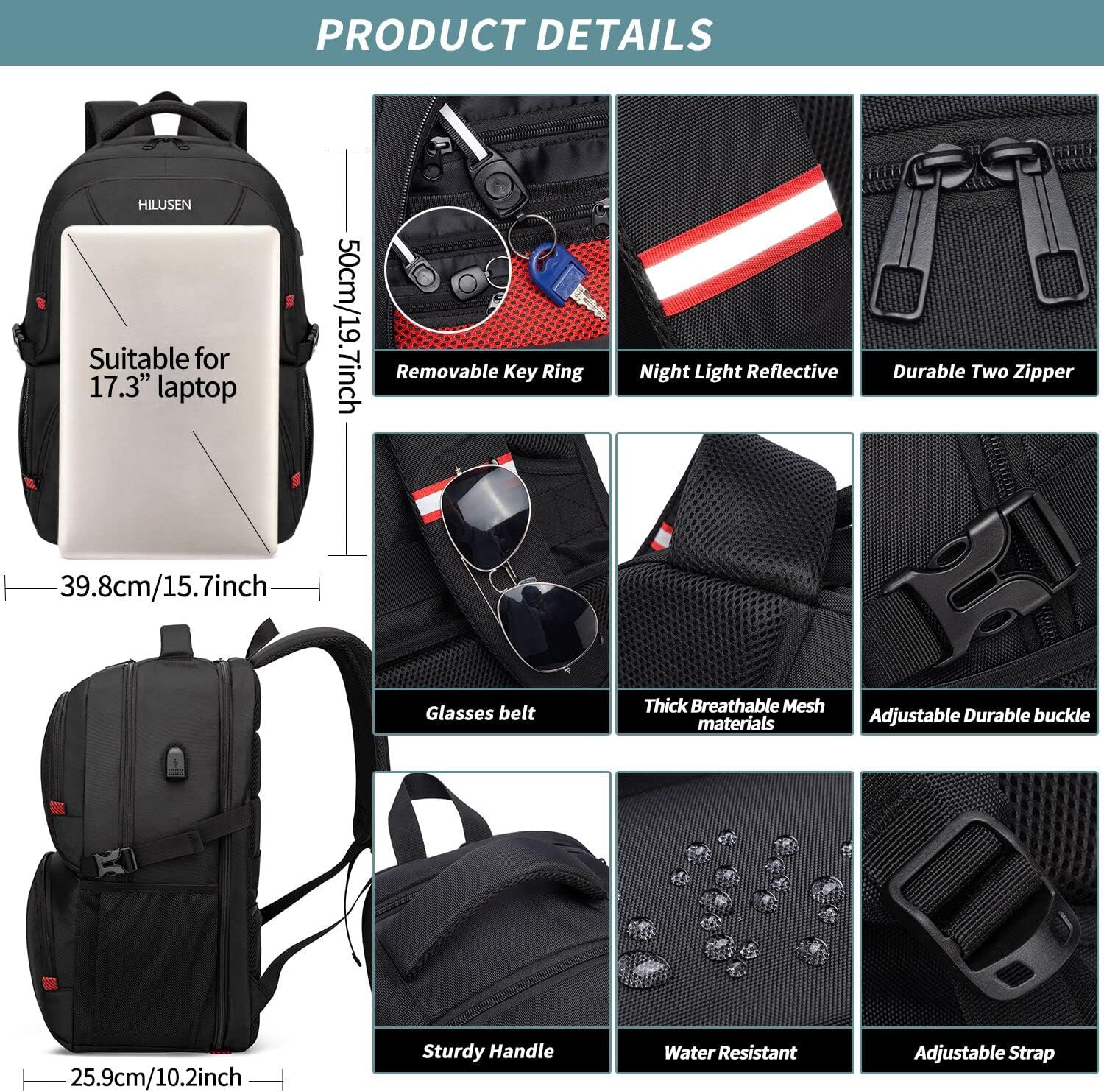Extra Large Travel Laptop Backpack 50L,Lunch Backpack 17.3 Inch Business Work Ba