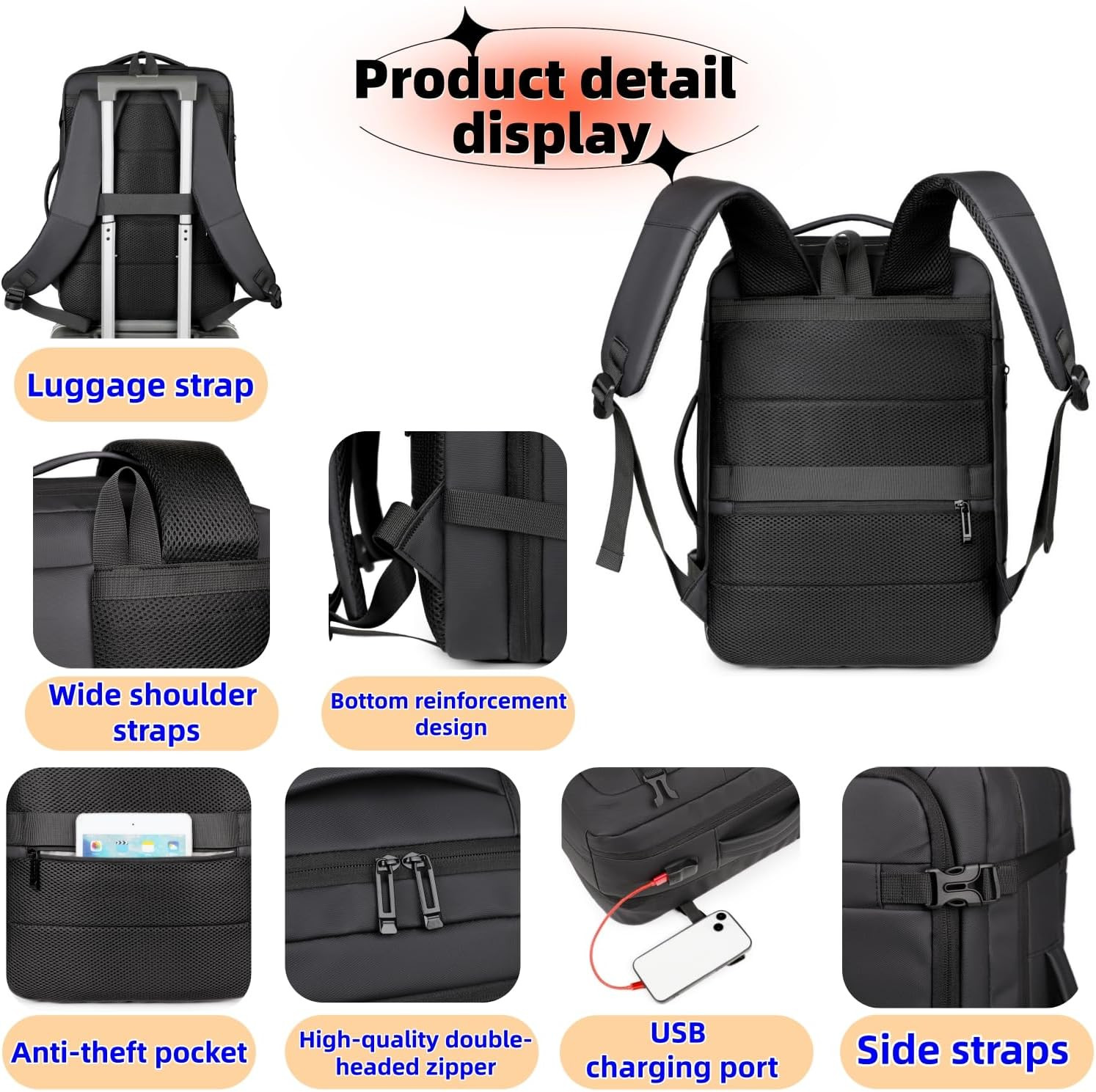 Extra Large 50L Expandable Travel Laptop Backpack Men Women,Airline Approved Tra