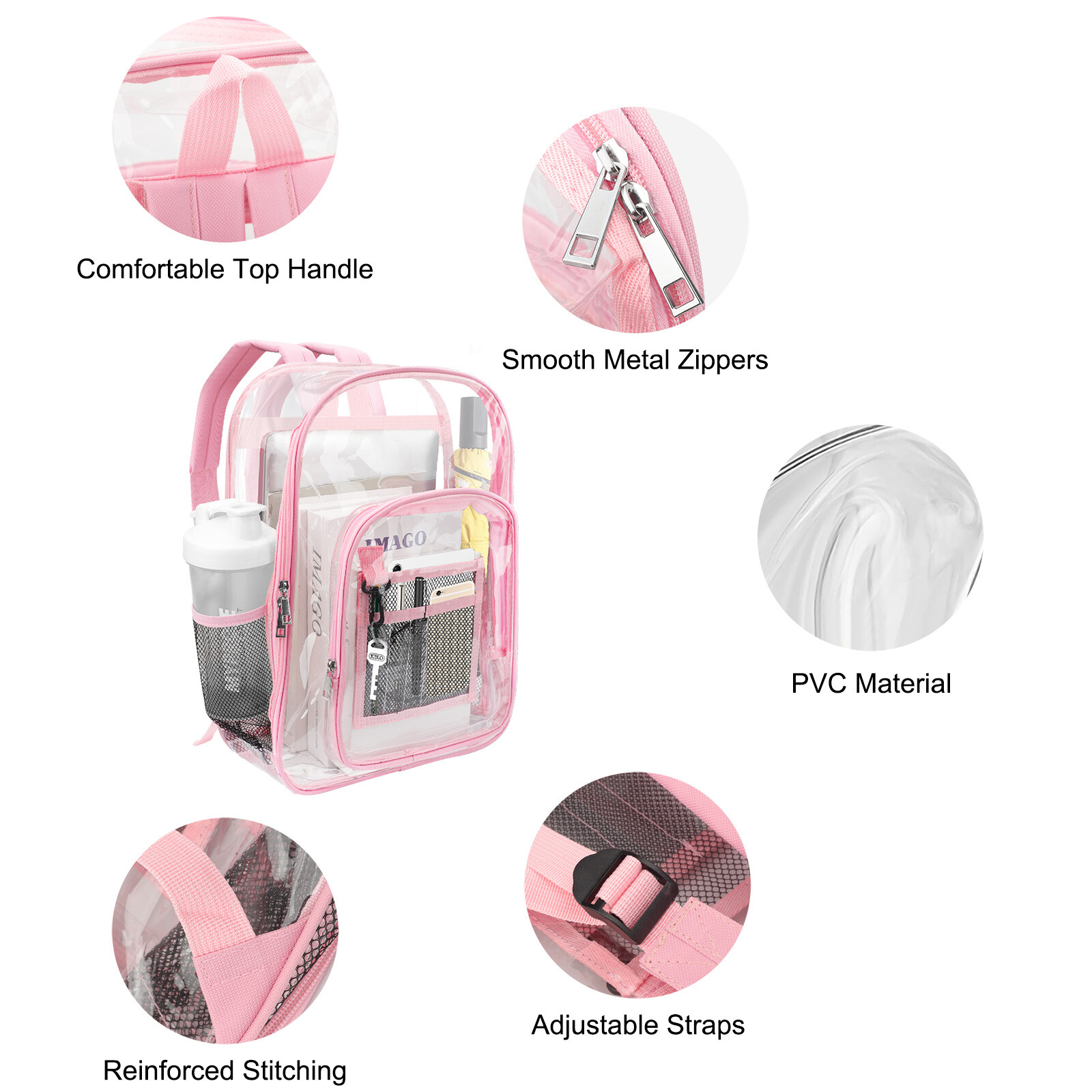 Clear Backpack Heavy Duty Bookbag See Through Stadium Approved Backpack