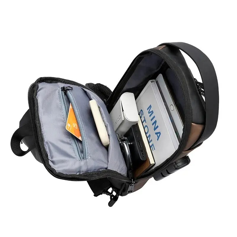 Cross Body Shoulder Bag Waterproof Multifunction Anti Theft USB Bag