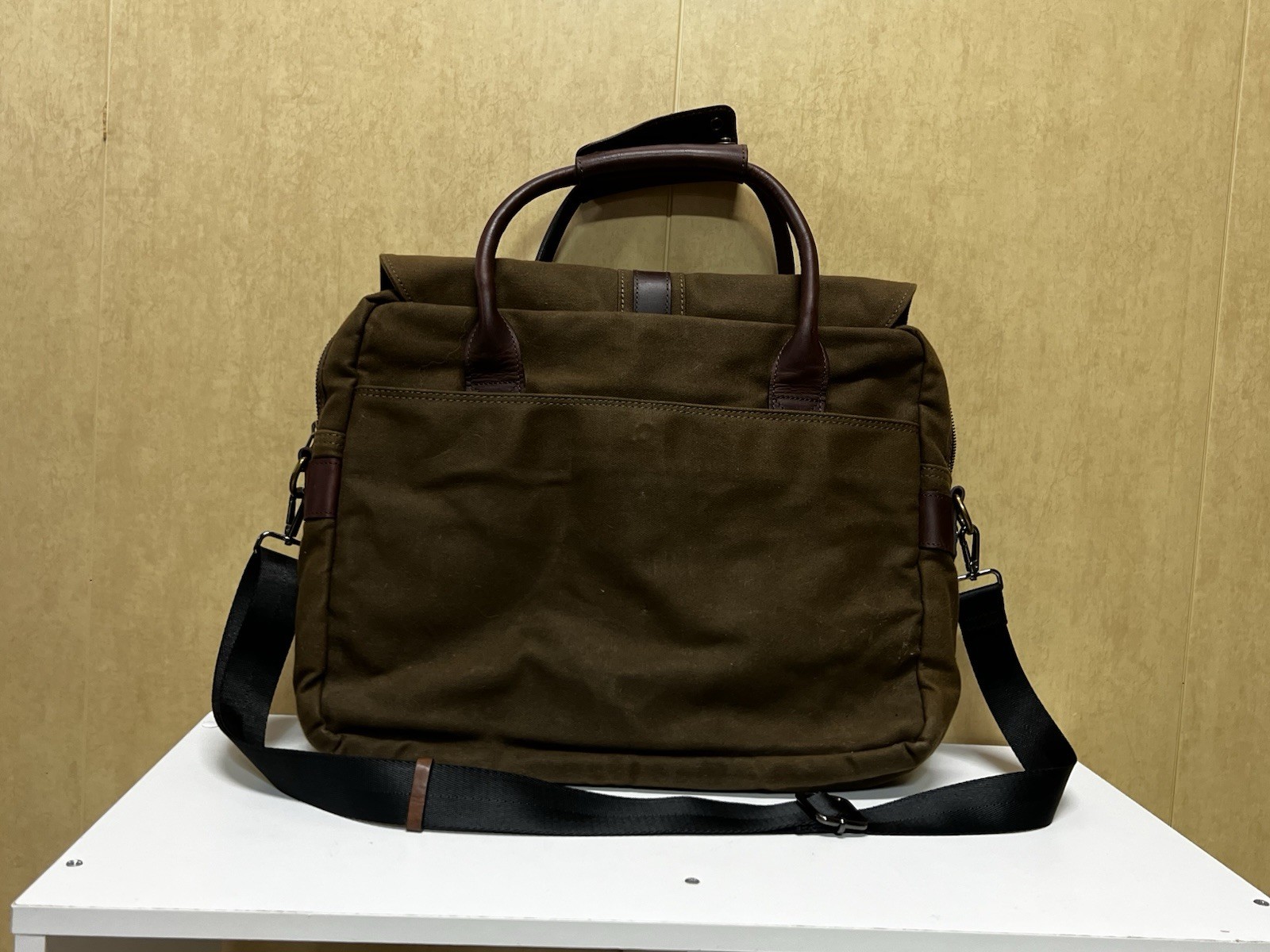 Racing Green British brown Briefcase CANVAS LEATHER SHOULDER BAG LAPTOP