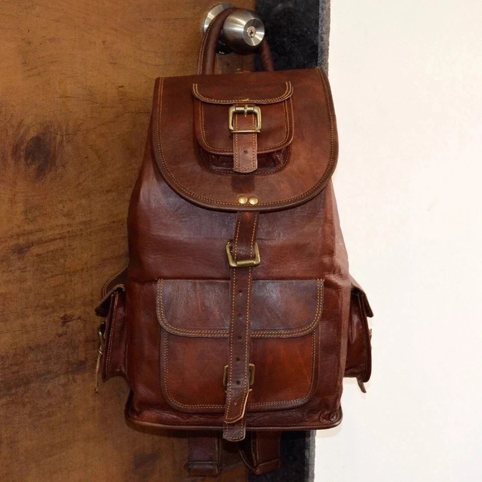 Explore Leather Bag Goat Genuine Laptop Travel Men’s Brown Men