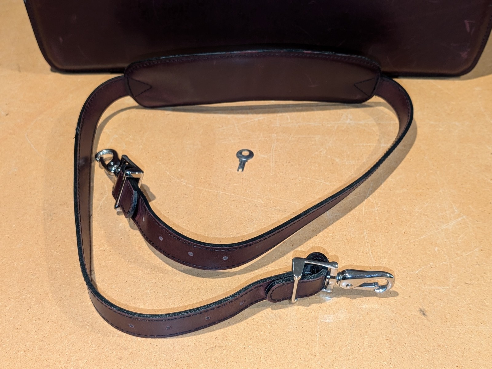 VTG Burgundy Leather Briefcase Jack Georges Originals Lockable w strap & key