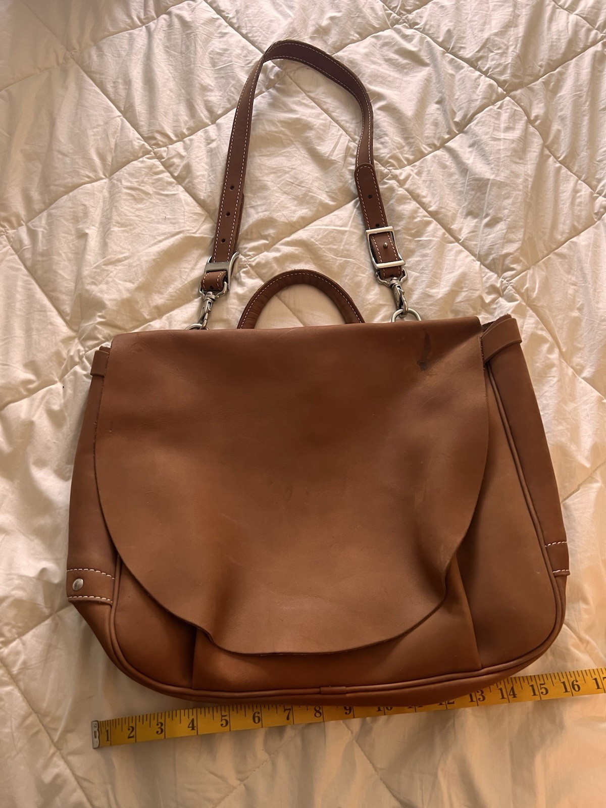 THE J PETERMAN COMPANY Saddle Tanned Leather Messenger Satchel Bag | USA Seller