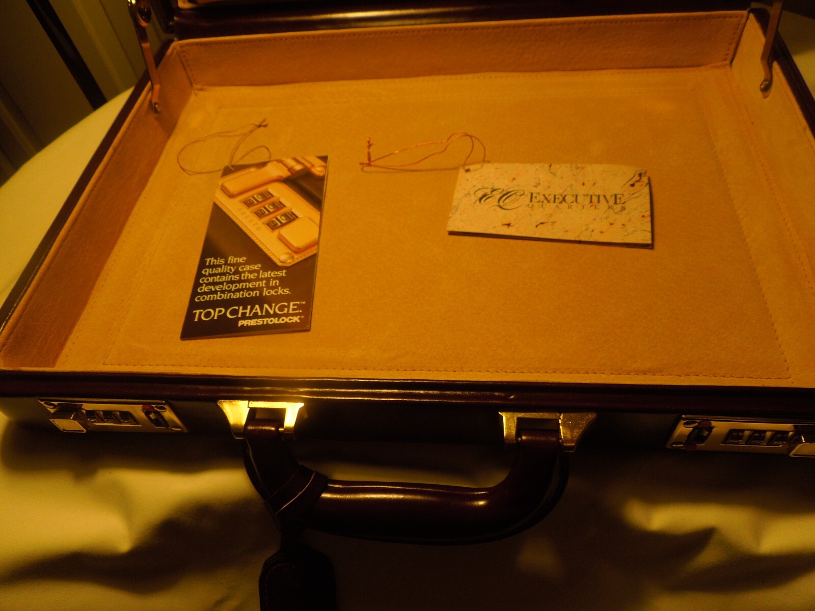 EC Executive Briefcase Top Grain Leather Prestolock New with Tags