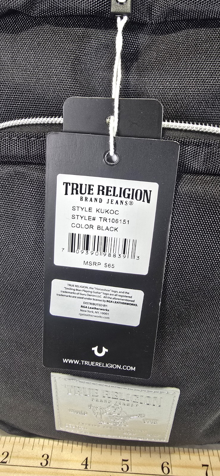 🔥 True Religion Men’s Designer Travel Sling Bag Black Lightweight Crossbody NWT