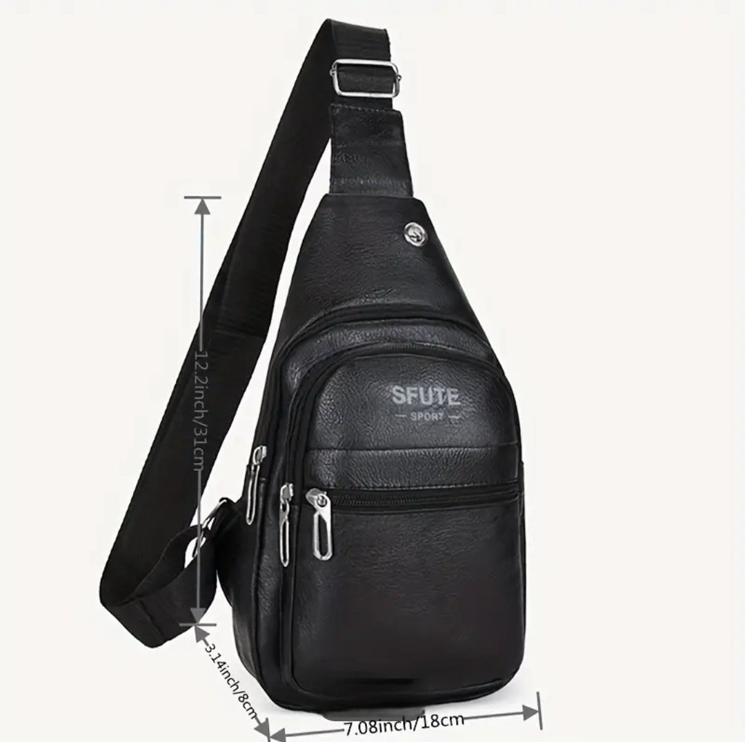 PU Leather Sling Bag – Waterproof Multi-Pocket Crossbody