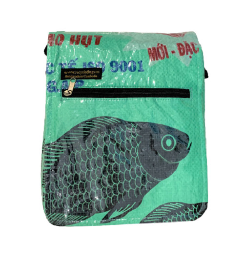 Fair Trade Recycled Fish Feed Small Messenger Bags Handmade in Cambodia!!