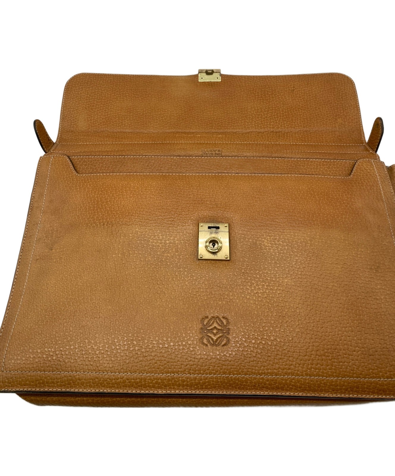 LOEWE Briefcase Leather Light Brown Mens Business Bag Briefcase